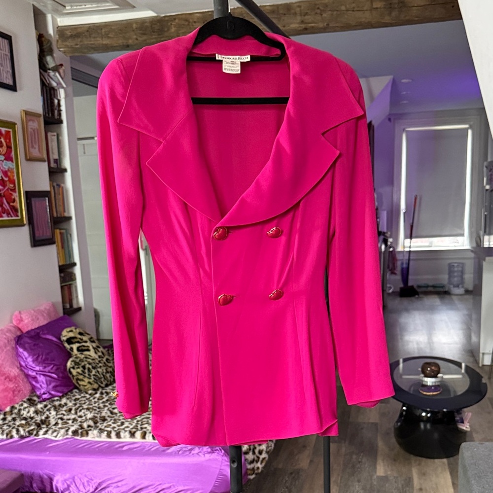 Vibrant Pink Double-Breasted Blazer